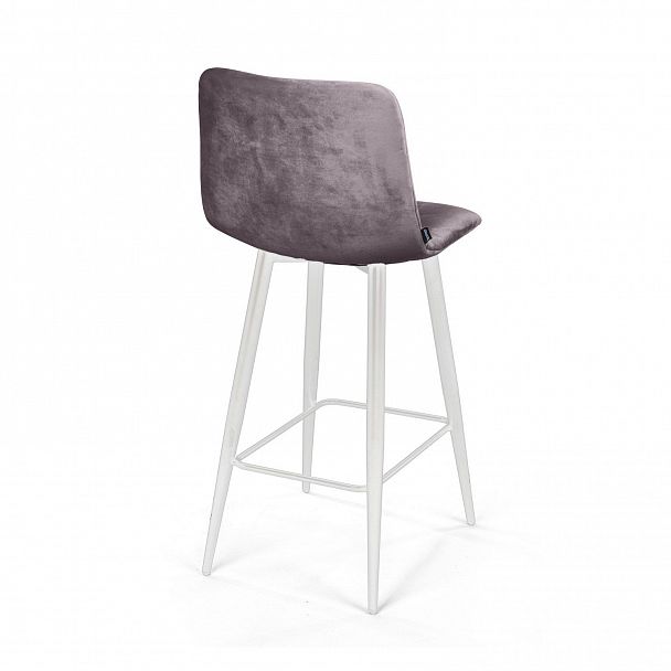 Стул полубарный UNO, бархат светло-серый 26/ белый конус - Вид 3