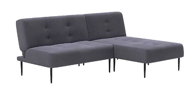 Monaco диван-кровать с шезлонгом, без подлокотников, бархат серый 27 - Вид 2