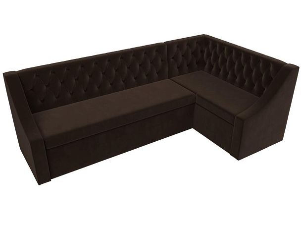Кухонный угловой диван Мерлин правый (полностью микровельвет коричневый) - Вид 5