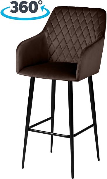 Барное поворотное кресло Барли К, Confetti coffee/черный - Вид 1