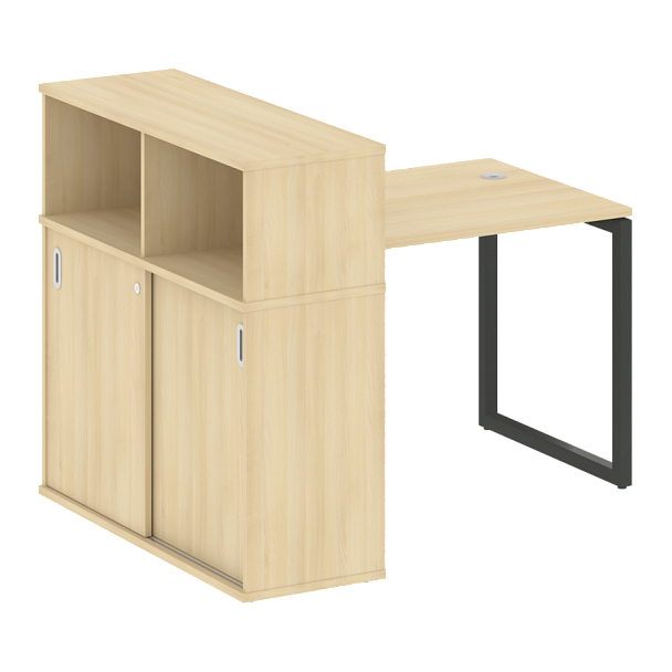 Metal System Quattro Стол письменный с шкафом-купе на О-образном м/к 40БО.РС-СШК-3.1 Т Акация/Антрацит металл 1410*1120*1098 - Вид 1