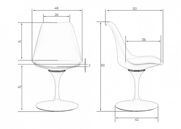 Стул обеденный DOBRIN TULIP (черное основание, цвет черный (B-03)) - Вид 10