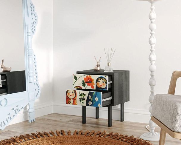 Тумбочка с двумя ящиками Emerson Матрешки арт EM16/Art04 - Вид 2