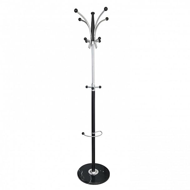 Вешалка-стойка BRABIX "CR-848" на мраморном диске, металл, 4+3 крючка, цвет коричневый, 606435 - Вид 2