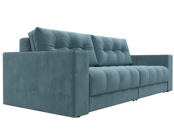 Диван прямой с декором Лига-049 НПБ Велюр бирюзовый - Вид 3