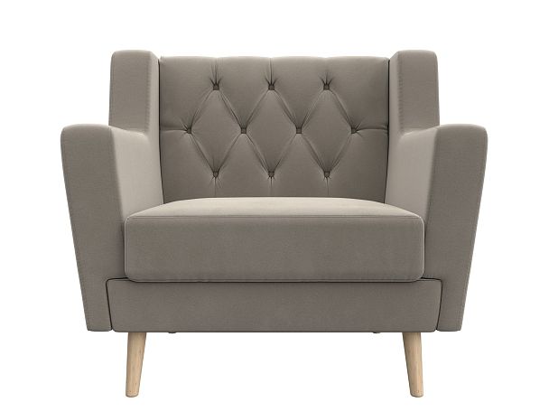 Кресло Брайтон Люкс (полностью микровельвет бежевый) - Вид 2