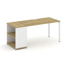 Concept Стол рабочий с опорным стеллажом CN.SP-203 Дуб Винченцо/Белый Бриллиант/Металл Белый 1800*720*750 - Фото предпросмотра
