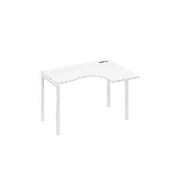 Стол эргономичный правый "Классика" на металлокаркасе DUE A4 А4 Б2 032 БП белый премиум / металлокаркас белый - Вид 1