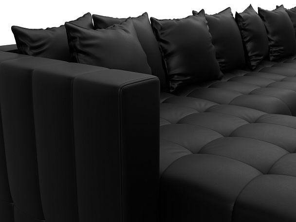 Диван П-образный Лига-052 НПБ МегаЛонг Экокожа черный - Вид 4