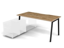 MATRIX 121B102-A Стол прямой, опора на тумбу, вырез. (А-опоры) 1580х780х775 Дуб Крафт/Темно-серый - Фото предпросмотра