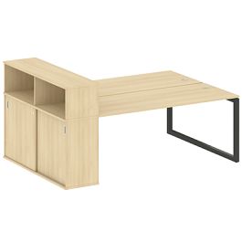 Metal System Quattro Р. ст. с шкафом-купе на О-образном м/к 50БО.РС-СШК-2.5 Т Акация/Антрацит металл 2210*1475*1098 - Фото предпросмотра