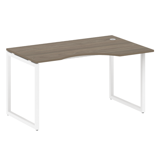 Metal System Quattro Стол криволинейный правый на О-образном м/к 40БО.СА-2 (R) Вяз/Белый металл 1400*900*750 - Вид 1