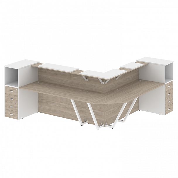 Ресепшн Г-образный "Onix" O.R-K-33 дуб аттик/белый - Вид 1