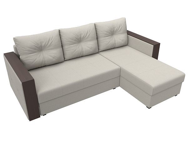 Диван угловой Валенсия Лайт правый угол Рогожка бежевый - Вид 5