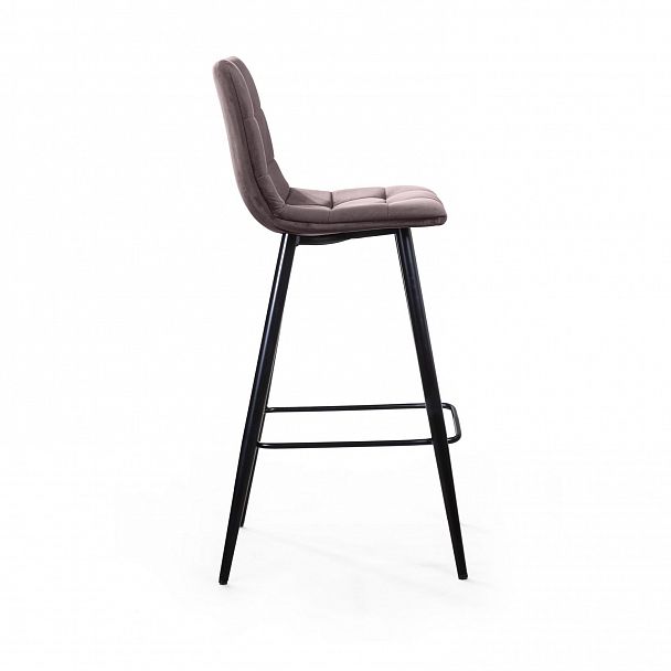 Стул барный UNO, бархат антрацит 14/ чёрный конус - Вид 4