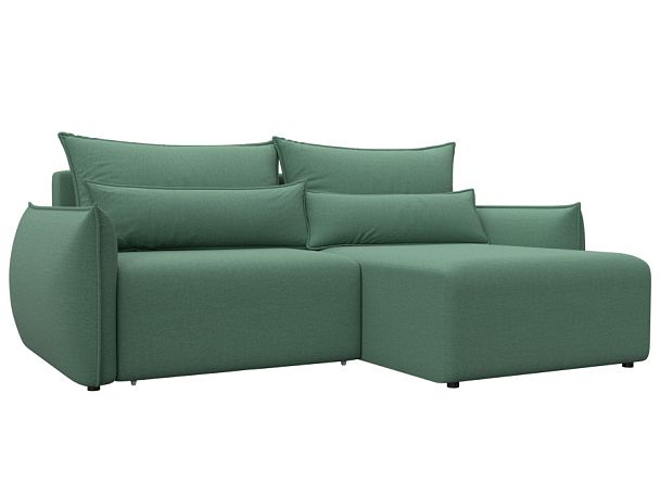 Диван угловой Лига-051 НПБ угол универсальный Рогожка зеленый - Вид 1