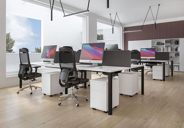 Экран настольный промежуточный тканевый Space+ А1 БГ 871.02 BA50 серый (Bahama Grey) / белый гладкий - Вид 3