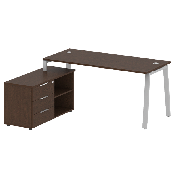Metal System Р. ст. с тумбой на А-образном м/к БА.РС-СТС-2.4 (L) Венге/Серый металл 1700*1520*750 - Вид 1