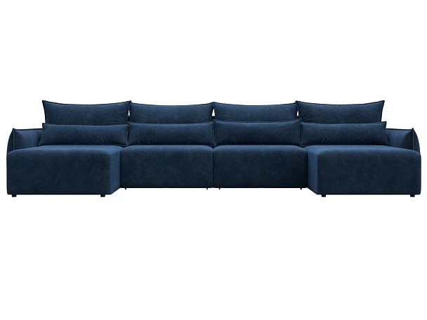 Диван П-образный Лига-051 НПБ Лонг Велюр синий - Вид 2