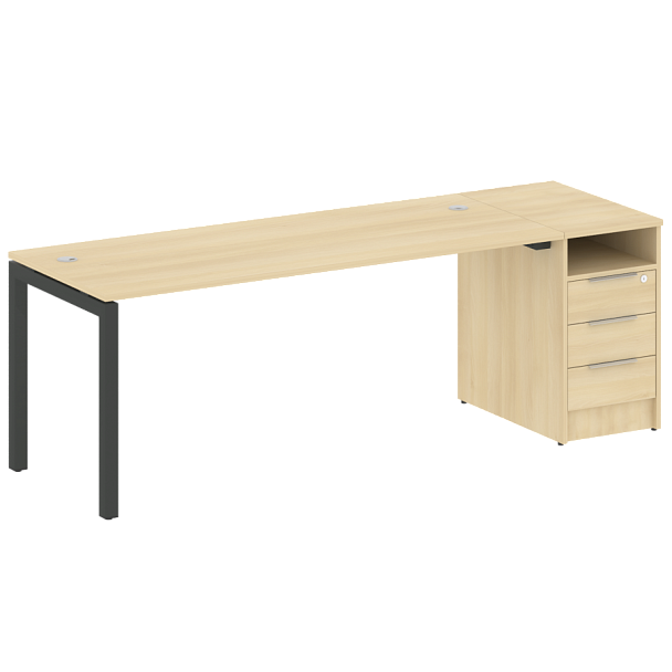 Metal System Quattro Р. ст. с тумбой на П-образном м/к 50БП.РС-СТП-1.5 Акация/Антрацит металл 2212*720*750 - Вид 1