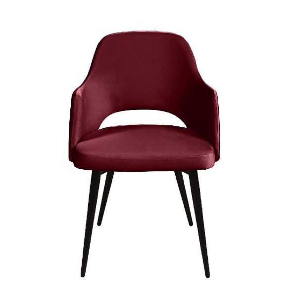 Стул William с подлокотниками, бархат винно-красный 16/ черный конус - Вид 2