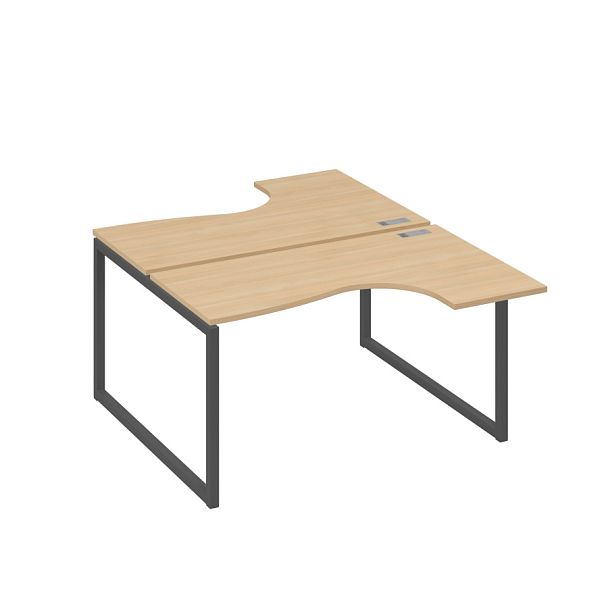 Рабочая станция каркас QUATTRO столы Классика (2х140) A4 А4 Б4 181 БП натуральный дуб / металлокаркас антрацит - Вид 1