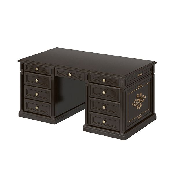 Стол руководителя "Версаль люкс"  ПК-ВРЛ-СТ175Х90И3/КП-В1-974 темный орех - Вид 1