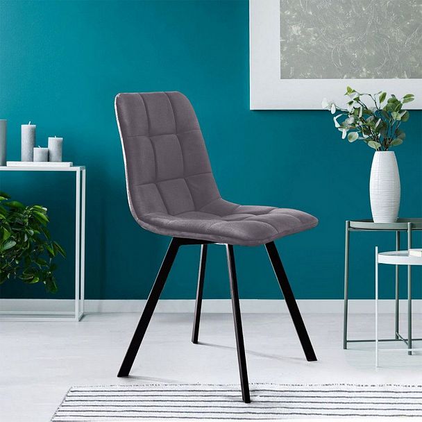 Стул UNO, бархат серый 27/ чёрный профиль - Вид 4