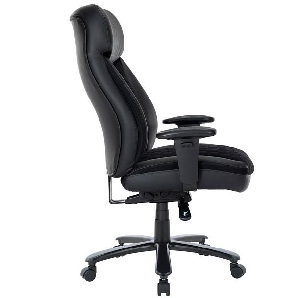 Кресло офисное CHAIRMAN CH 414, НАГРУЗКА до 180 кг, пружинный блок в сиденье, ткань/экокожа, черное, 7145955 - Вид 5