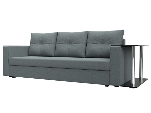 Диван прямой Атланта Лайт со столом справа Рогожка серый - Вид 1