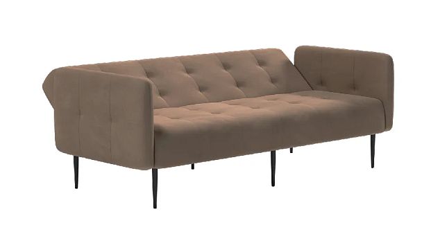 Monaco диван-кровать прямой с подлокотниками, трехместный, велюр бежевый Velutto 23 - Вид 4
