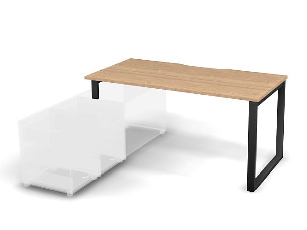 MATRIX 121B102-O Стол прямой, опора на тумбу, вырез. (O-опоры) 1580х780х775 Швейц-й вяз/Темно-серый - Вид 1