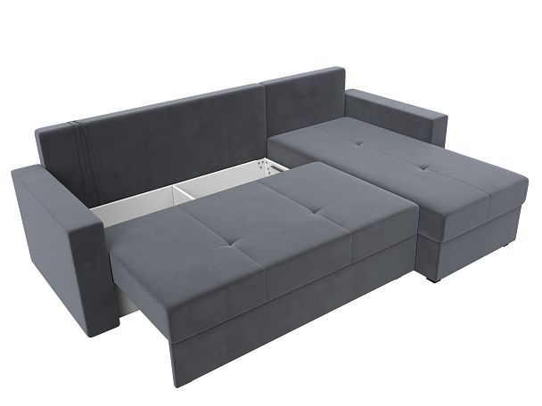 Диван угловой Верона Лайт угол правый (полностью велюр серый) - Вид 7