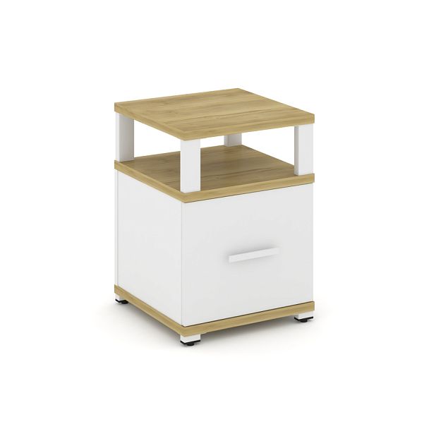Concept Тумба приставная 1 распаш. фасад с надставкой CN.TUP-005 W Дуб Винченцо/Белый Бриллиант/Металл Белый 420*420*583 - Вид 1