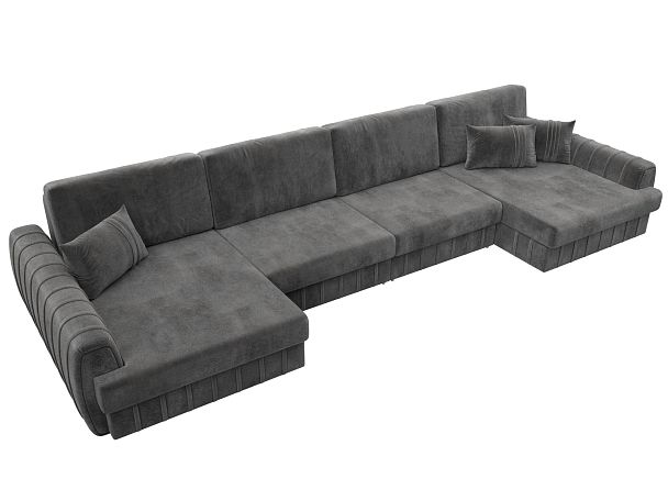 Диван П-образный Лига-057 НПБ Лонг Велюр серый - Вид 6