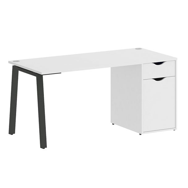 Home Office Стол письменный VR.SP-3-158.1.A Белый бриллиант/Антрацит металл 1580*720*750 - Вид 1