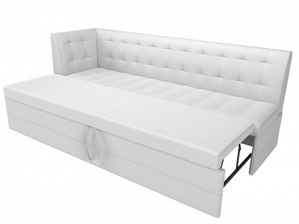 Кухонный диван Бриз с левым углом (полностью экокожа белая) - Вид 6