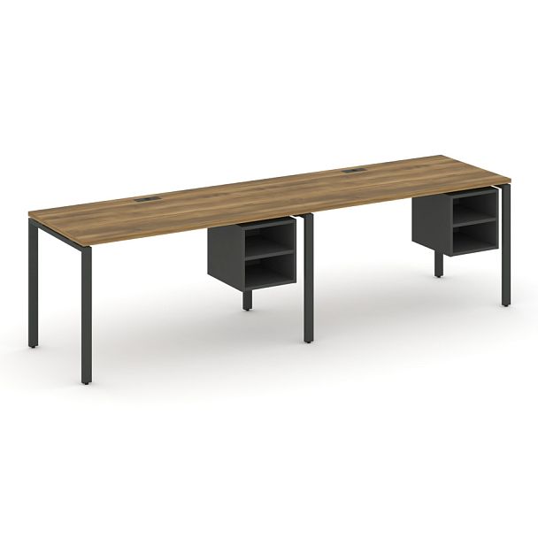 Concept Рабочая станция односторонняя с подвес. тумбами 2 места CN.ORS-105 Сандал Янтарный/Антрацит/Металл Антрацит 1960*720*750 - Вид 1