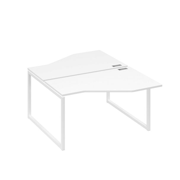 Рабочая станция со столами (2х140) Техно на каркасе QUATTRO A4 А4 Б4 187 БП белый премиум / металлокаркас белый - Вид 1