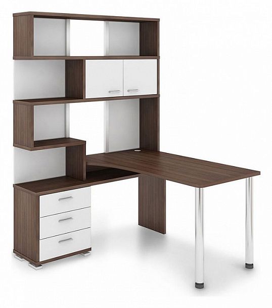 Стол компьютерный СР-420/170 Белый/Шамони левый - Вид 1