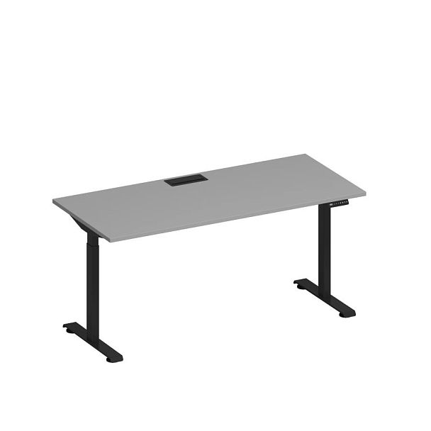 Стол письменный на электроприводе с заглушкой Elevo А2 ЧР 004 СЕ серый / черный гладкий - Вид 1