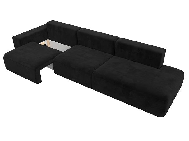 Диван прямой Лига-036 Модерн Лонг подлокотник слева Велюр черный - Вид 7