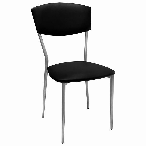 Стул для столовых, кафе, дома РС23, серебристый каркас, экокожа черная - Вид 1