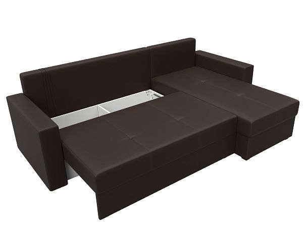 Диван угловой Верона Лайт угол правый (полностью экокожа коричневая) - Вид 7