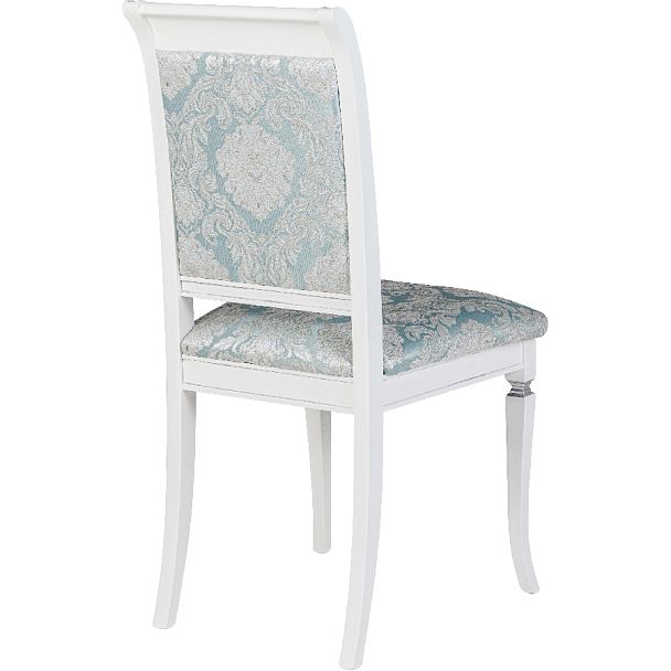 Комплект деревянных стульев с мягким сиденьем Бармс Белая эмаль серебрянная патина/Бирюзовый жаккард, 3 шт. - Вид 4