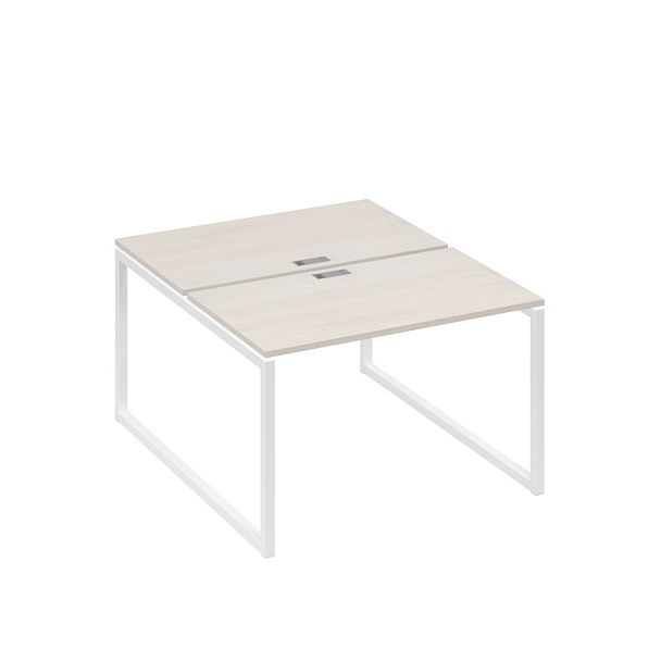 Рабочая станция 2х120 на металлокаркасе QUATTRO A4 А4 Б4 173 БП дуб / металлокаркас белый - Вид 1