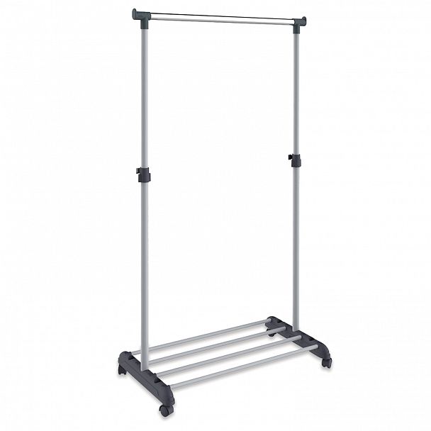 Вешалка для плечиков СН-4345, 1660х860х440 мм, передвижная, пластик/металл, серая/хром - Вид 2