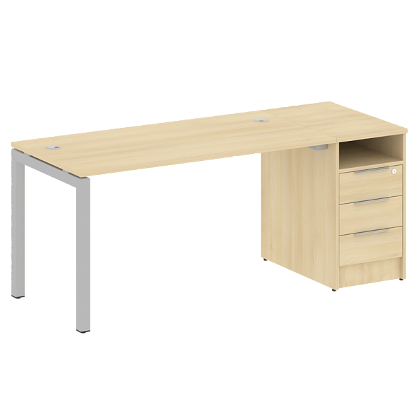 Metal System Quattro Р. ст. с тумбой на П-образном м/к 50БП.РС-СТП-1.3 Акация/Серый металл 1812*720*750 - Вид 1