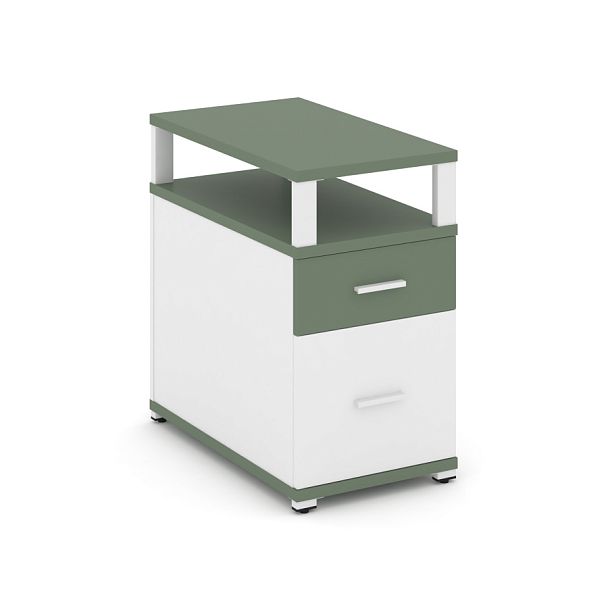 Concept Тумба приставная 1 ящ.+1 распаш. фасад с надставкой CN.TGP-002 W Кобо/Белый Бриллиант/Металл Белый 420*720*750 - Вид 1