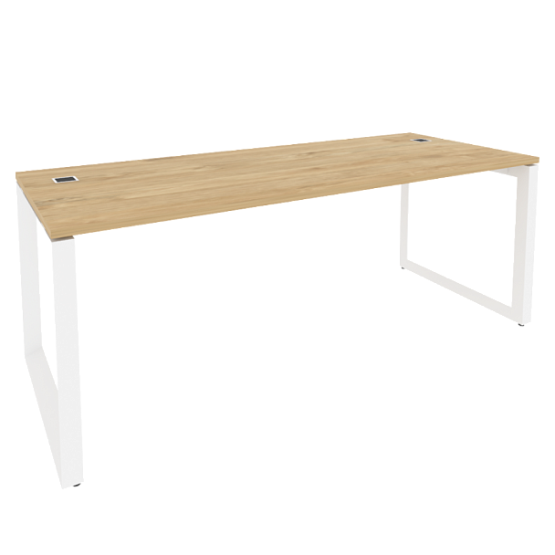 Onix Direct Стол рабочий руководителя на О-образном м/к O.MO-SRR-6.8 Тиквуд светлый/Белый металл 1980*800*750 - Вид 1